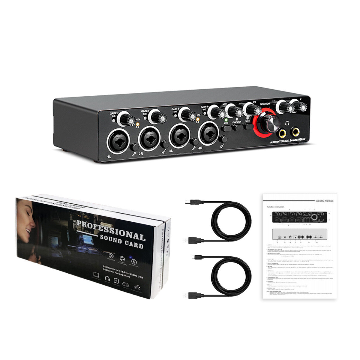 Carte de son d'enregistrement d'ordinateur professionnel 4 voies Petite externe sans conducteur Live Mixing Tu