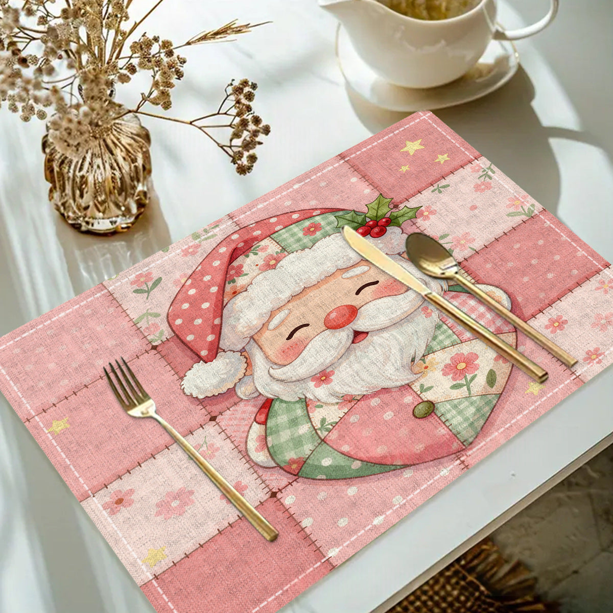 Table de table de Noël imprimée en lin