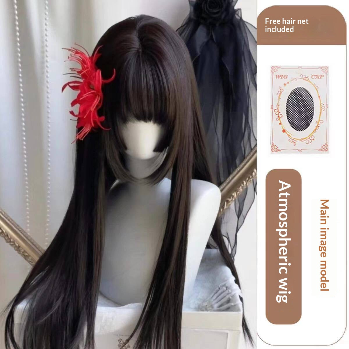 Perruque en fibre synthétique pleine tête - Style naturel volumineux pour la fête quotidienne Cosplay