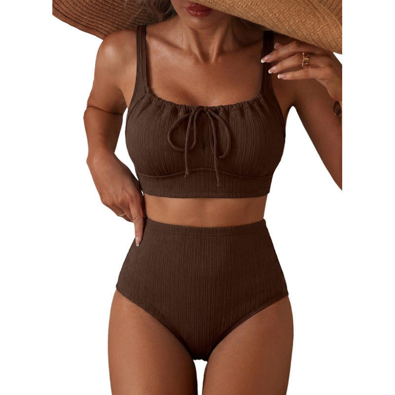 Ensemble de maillots de bain Hollow-out taille haute