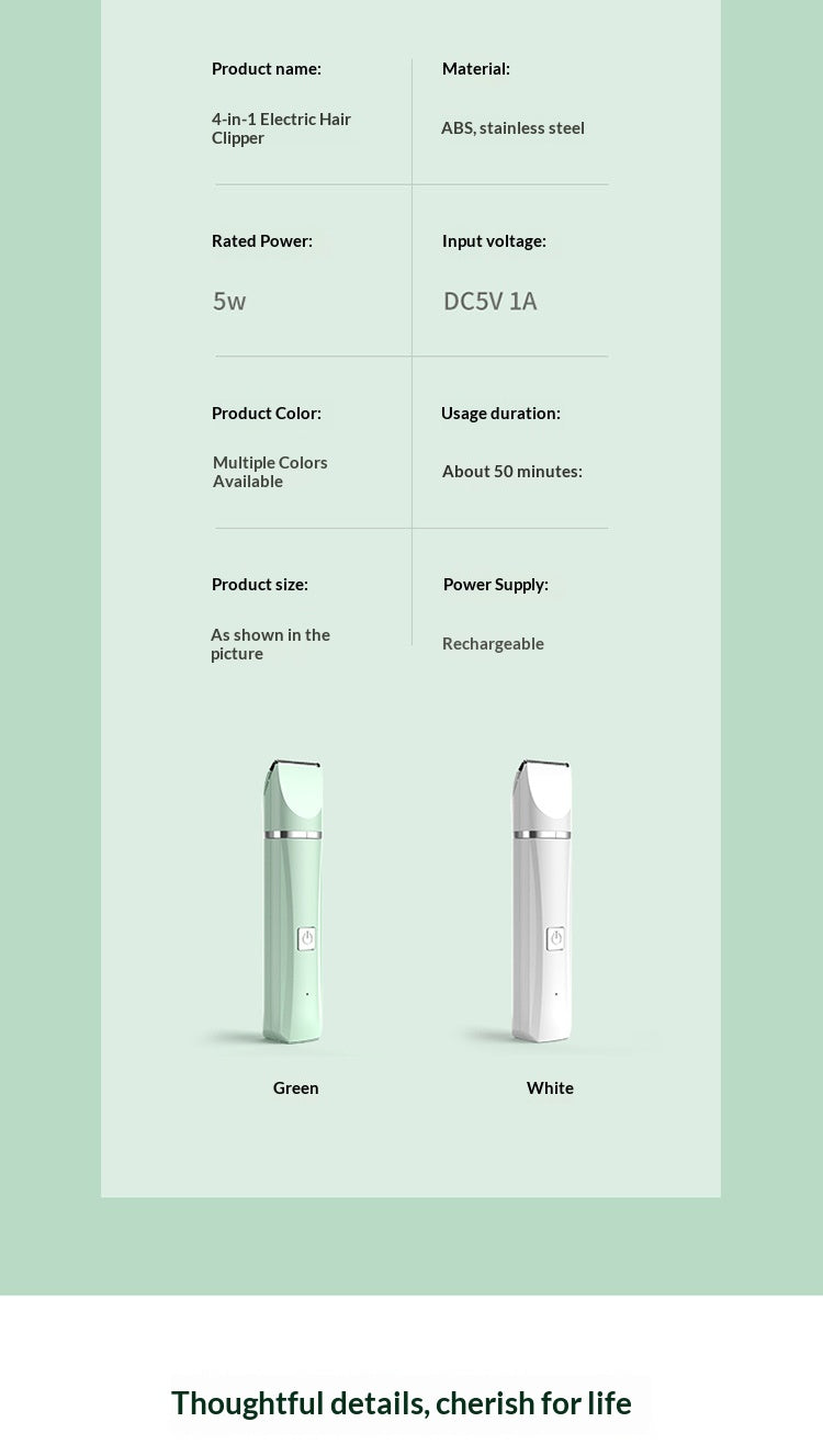 Clipper portatif rechargeable pour animaux de compagnie
