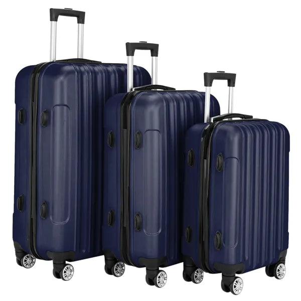 3-in-1 Multifunctional Large Capacity Luggage Travel Suitcase Set Navy Blue
