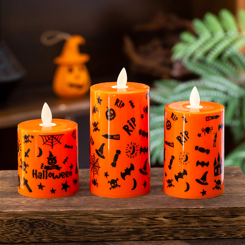 Bougie électronique LED lumières Halloween Souris de citrouille Spider Ambiance Décoration Props Si