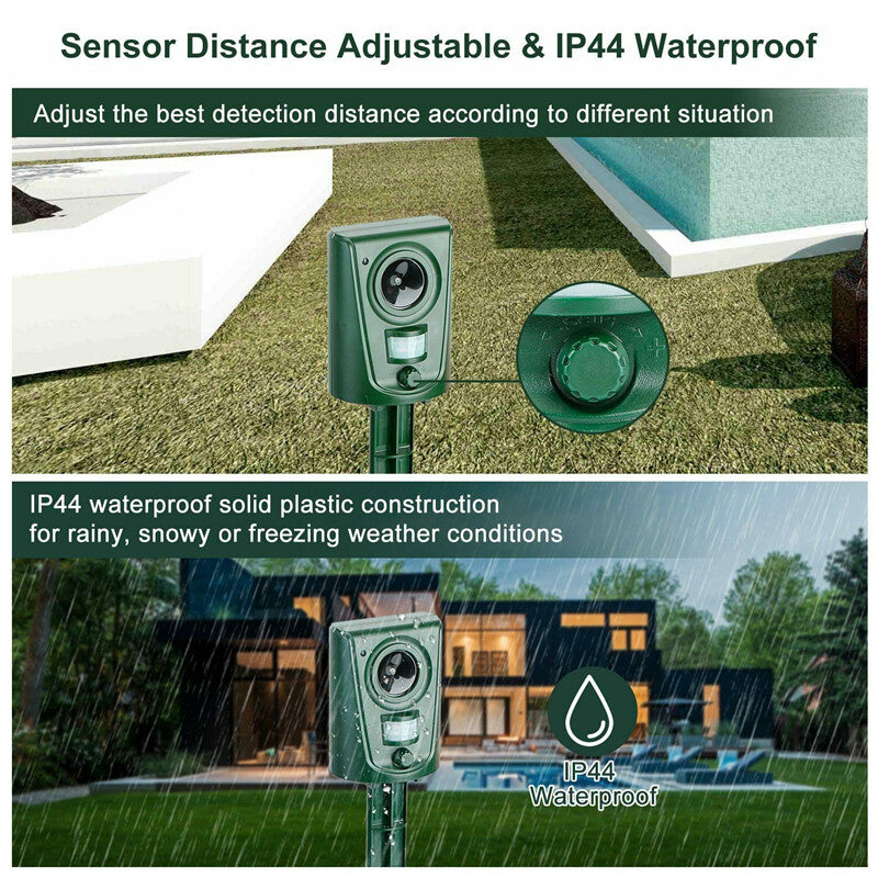 Batterie Ultrasonic Garden Deterrent Repeller Animal Bird Cat Scarer Pest Fox Dog