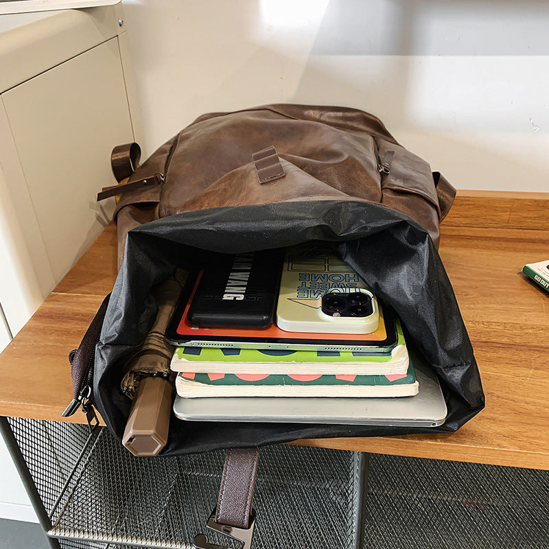 Sac à dos pour hommes Sac à dos pour ordinateur grande capacité Etanche Solide Couleur Voyage pour femmes