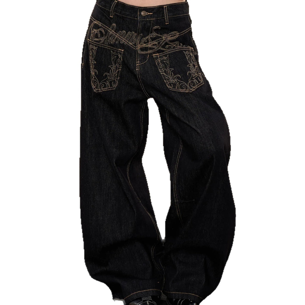 Brodé Jeans à épées tordues