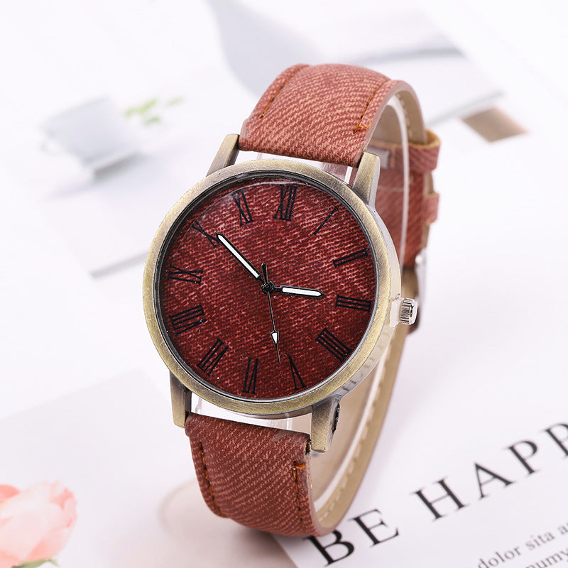 Montre Quartz Ceinture Denim Casual Femme