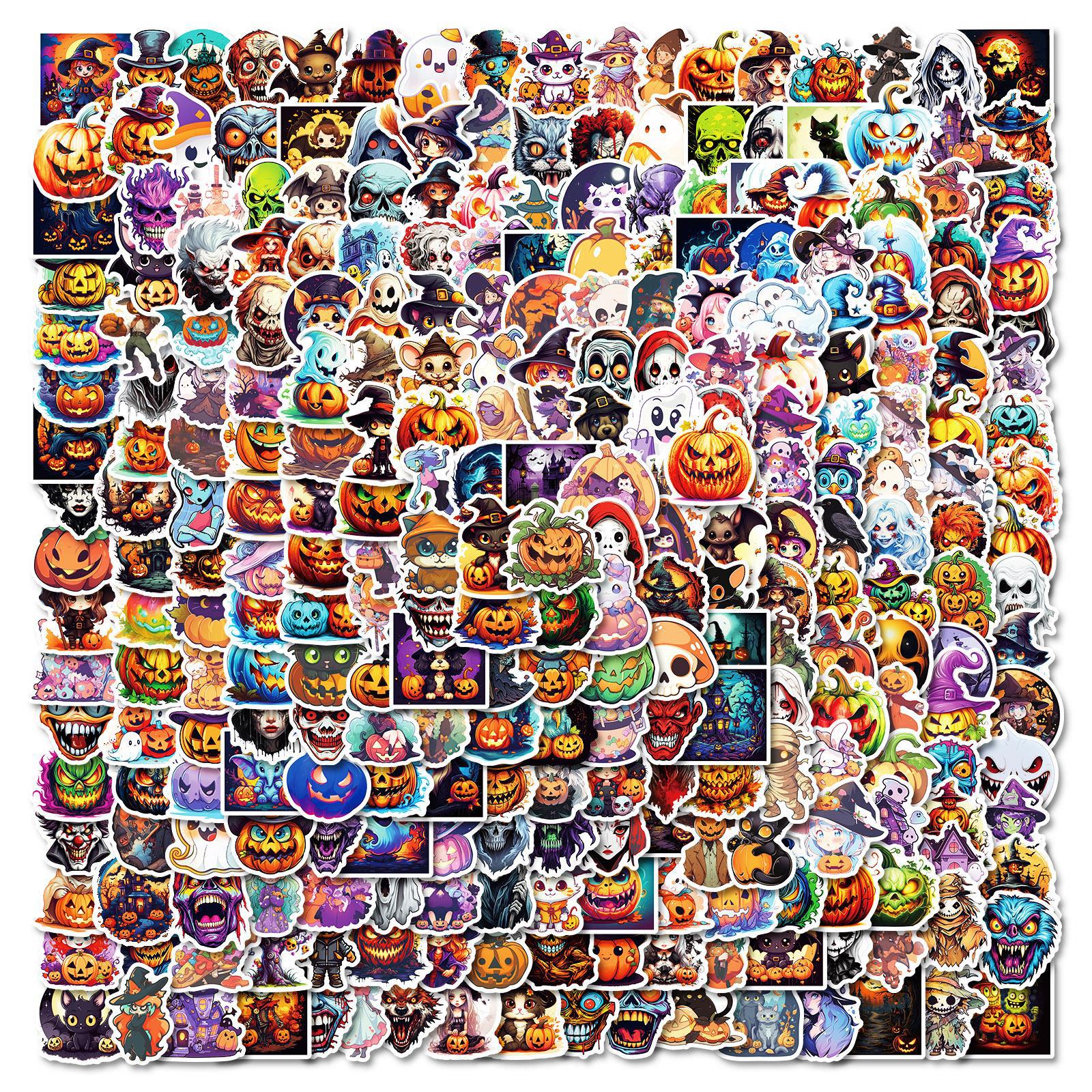 300 Stickers Ghost Graffiti Stickers Soupir de citrouille de dessin animé Halloween Décoration Sticke