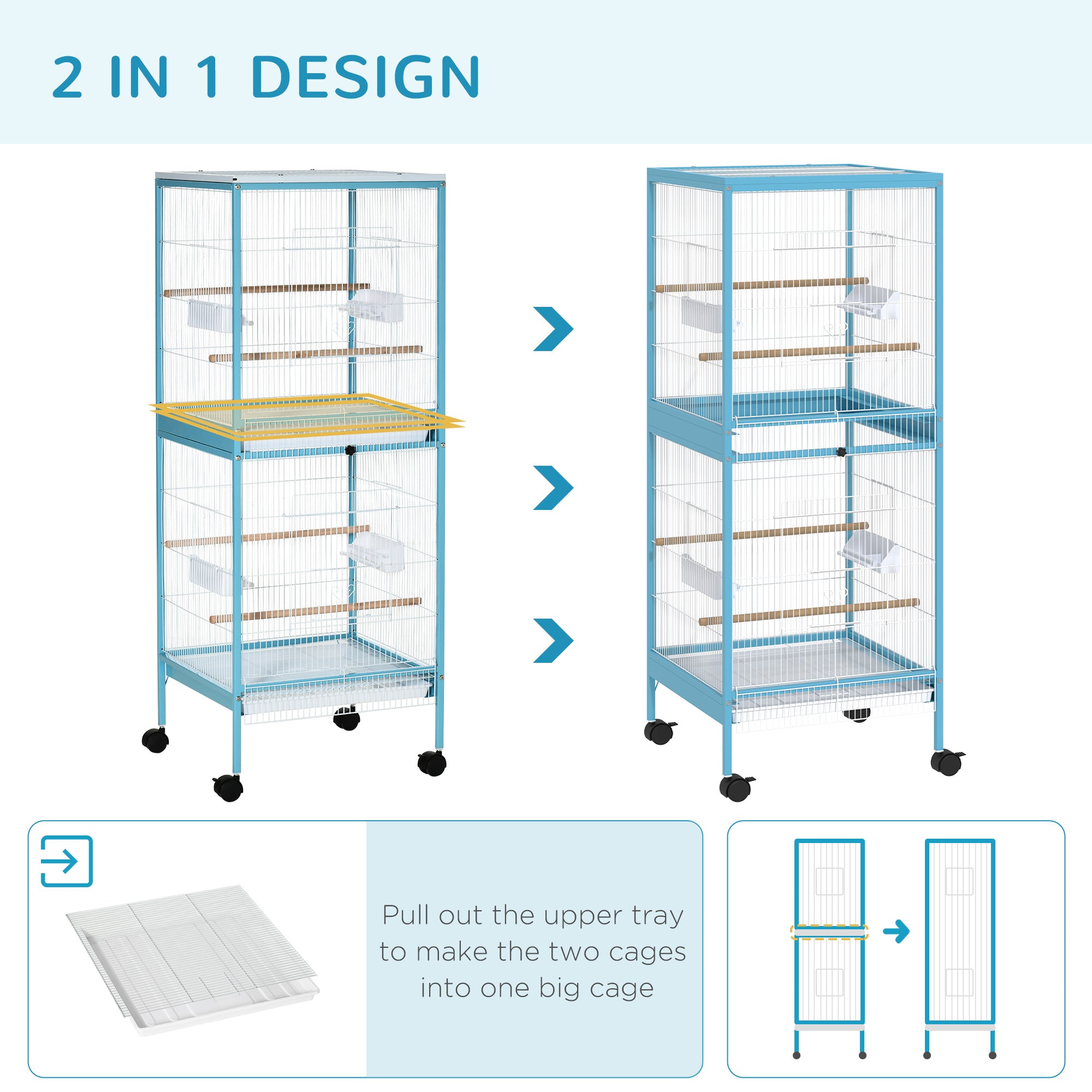 55" 2 En 1 Bird Cage Aviaire Parakeet House pour les nageoires