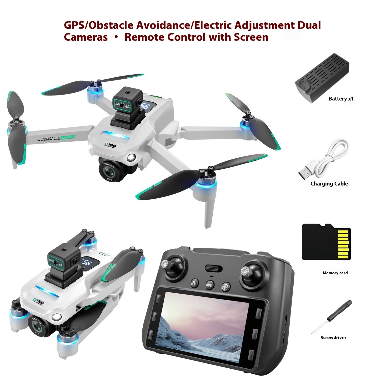 Affichage de l'écran HD Aerial Photography Automatic Return Flight Obstacle Evitement S159 Remot