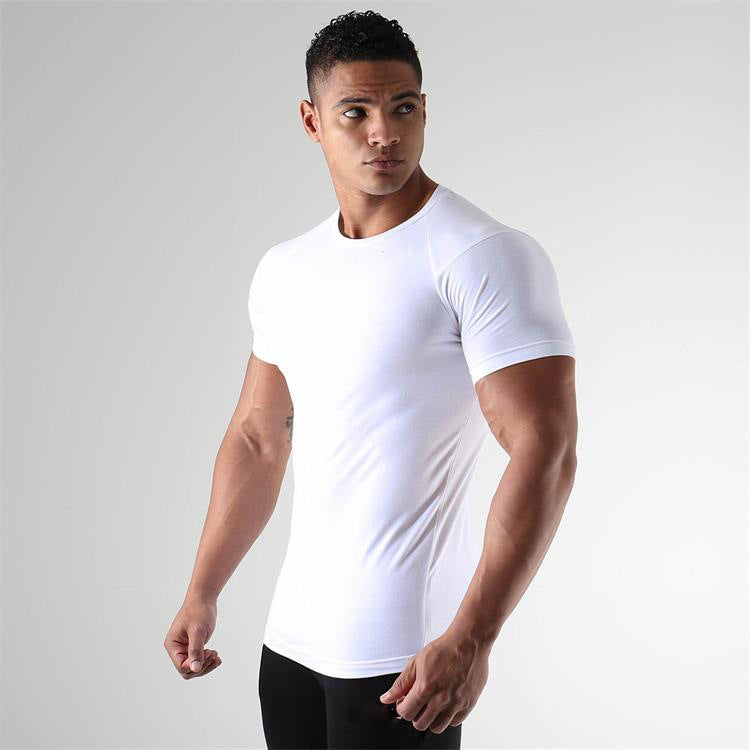Fitness Short Sleeve Hommes Sports d'entraînement de course Vêtements élastiques