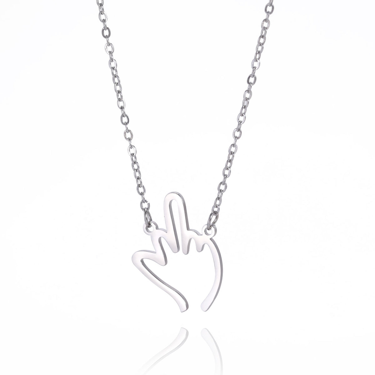 Collier en acier inoxydable pendentif à doigts moyens