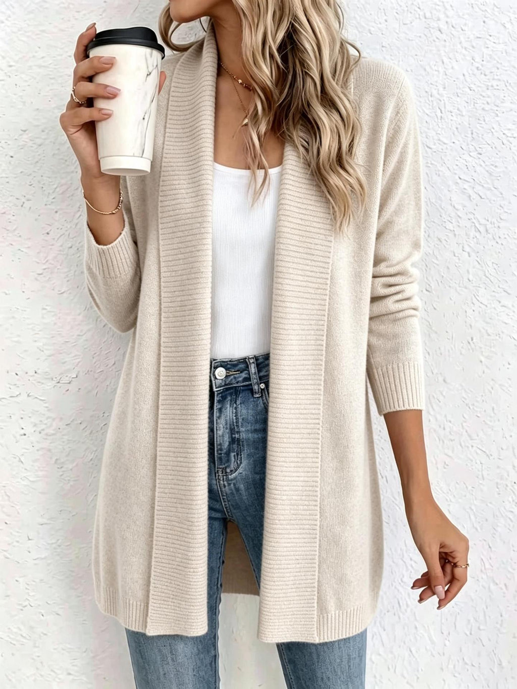Collier de châle pour femmes Long Knit Cardigan