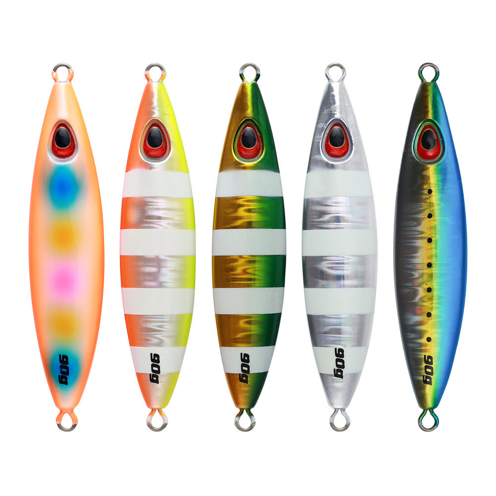 60g 90g UV Lumineux pêche en mer à bascule lente plaque de fer Lure de bateau