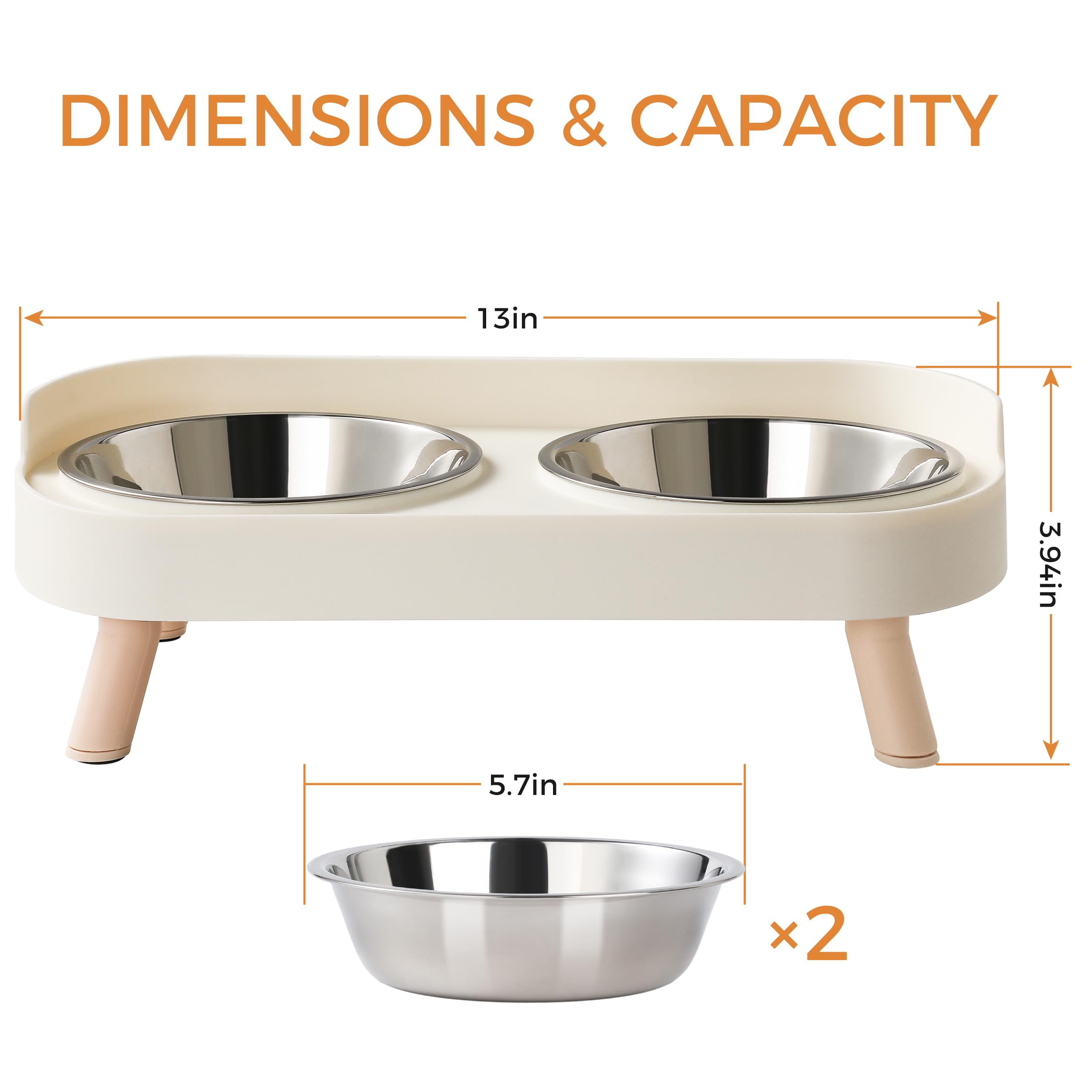 Ensemble de bols pour chats élevés - Ensemble de nourriture pour chats élevés et de bol d'eau avec support antidérapant - Aliments pour animaux de com
