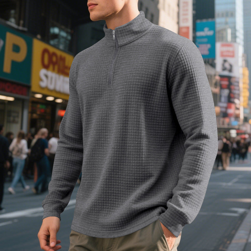 European And American Fashion Half Zipper Small Square Sweepshirt Hommes Printemps Et Automne