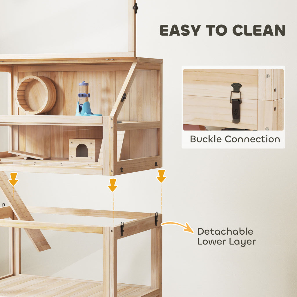 Cage de hamster en bois avec plancher inférieur amovible