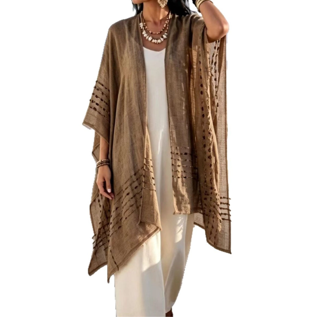 Nouveau style Sun-protective Shaw Womens Resort-style Knitted Cardigan