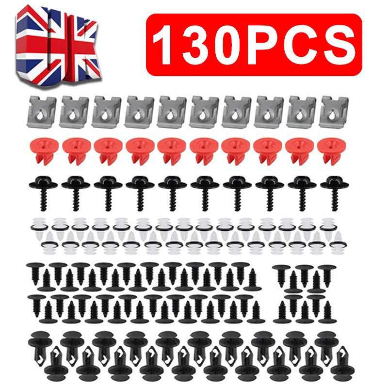 Clips 130Pcs Fit Ford Fiesta Roue Arch Splash Guard Bouclier Bumper Wing Doublure