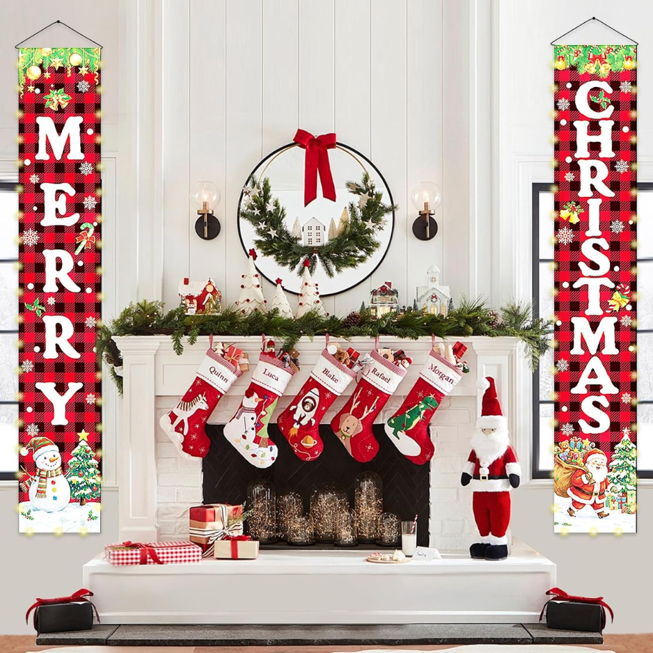 Décorations de Noël Bannière allumée pour porte