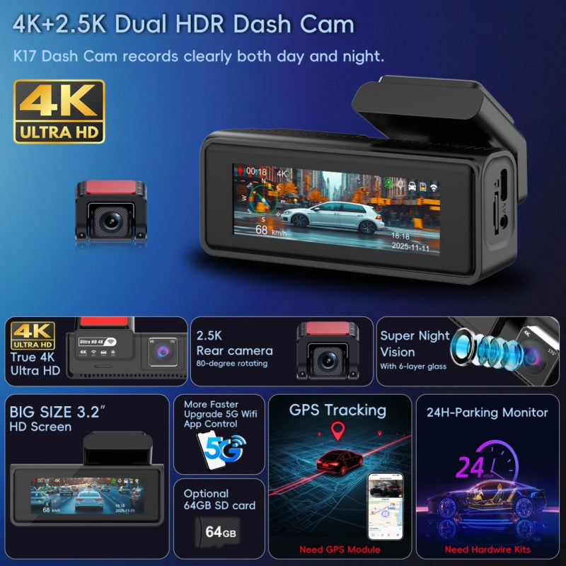 Dual-camera HD Night Vision Dash Cam
