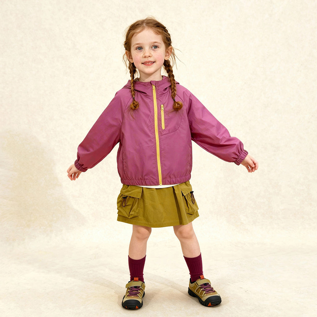 Veste à capuche décontractée pour enfants avec fermetures à glissières contrastées