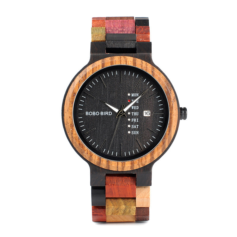 Montres en bois et montres Quartz affichage de la date