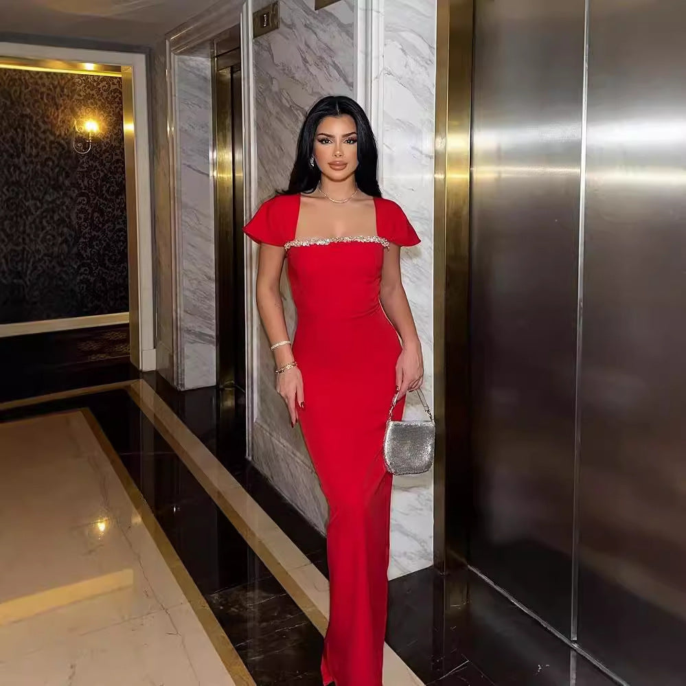 Robe de soirée en diamant couleur solide