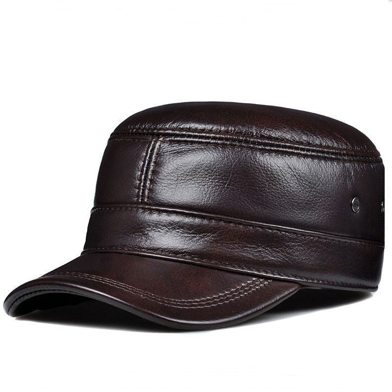 Chapeau en cuir pour les hommes chaud plat protection de l'oreille supérieure