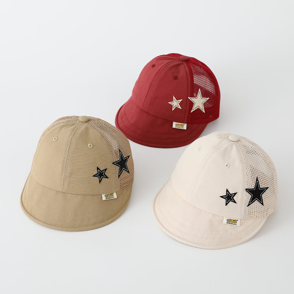 Les garçons et les filles' Pure Color Net tissu Snap Fastener Star Pattern Casquette de baseball est la combinaison
