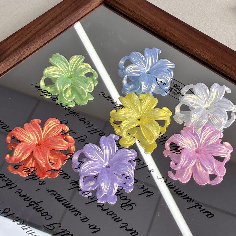 Gold Glitter Iridescent Iris Flower Charms