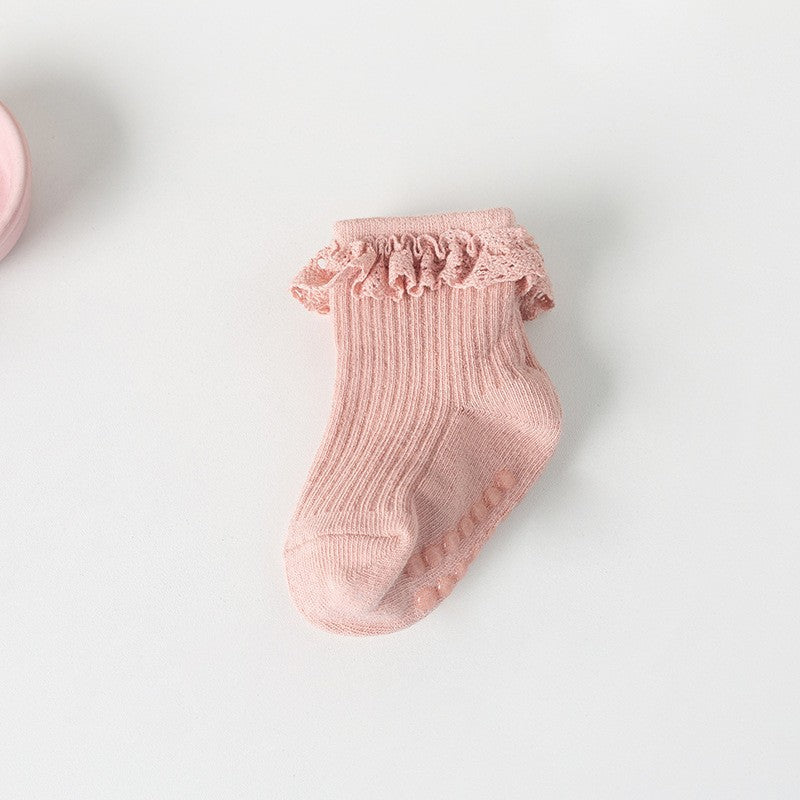 Chaussettes de coton antidérapantes de printemps et d'automne pour enfants