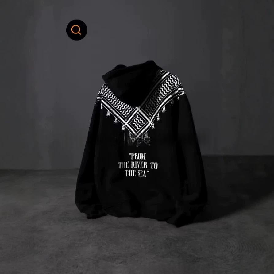 Sweatshirt à capuchon imprimé numérique en couleur unie avec poches