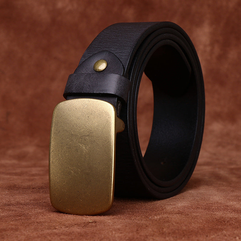 Ceinture de smooth Buckle Retro de la couche supérieure large