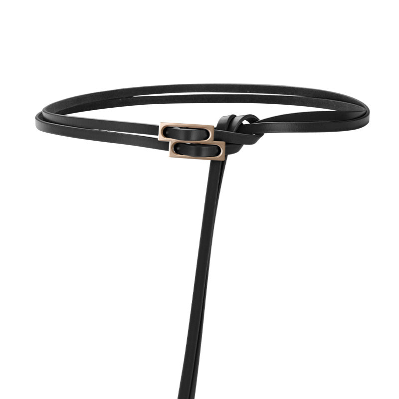 Ceinture en cuir casual rétro pour femmes avec double boucle