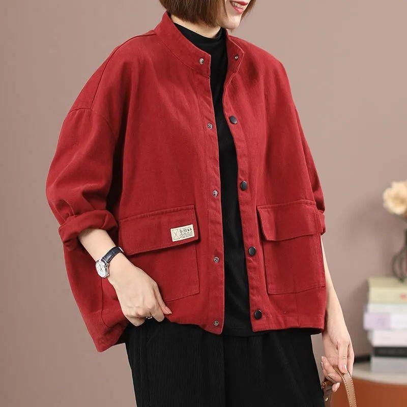 Bouton-down Veste denim style travail pour veste casual dames