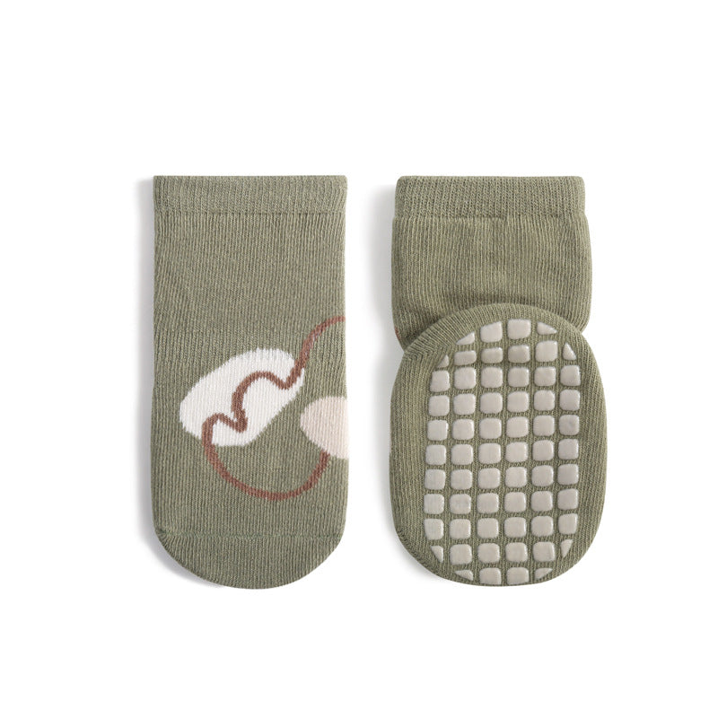 Chaussettes de sol en caoutchouc non glissées pour enfants mi-calf mignon caricature