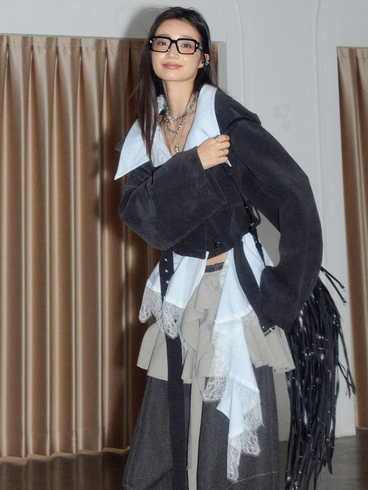 Manteau court en dentelle amovible en deux parties
