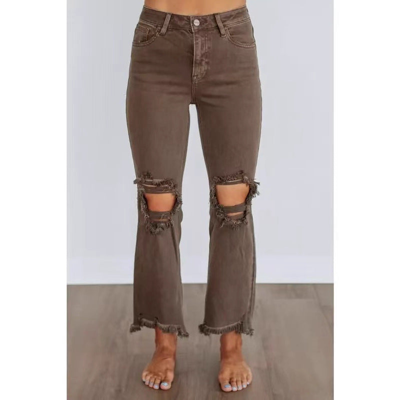 Pantalons de denim retro haute taille