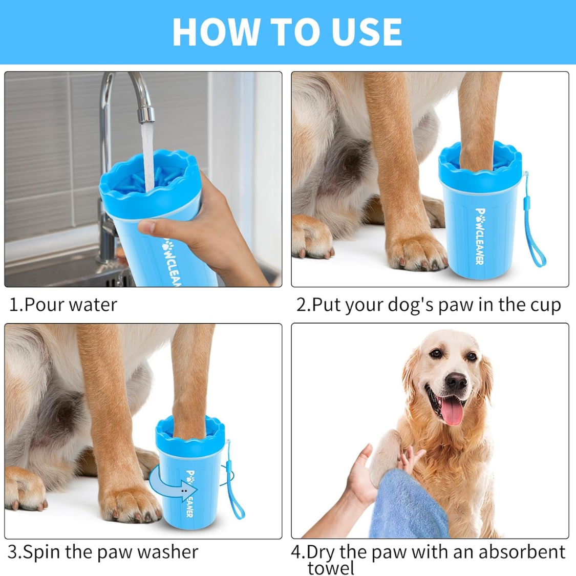 Professionnel 7 en 1 Nettoyeur de patte pour chiens et chats comprend 1 rondelle de patte portable 1 bain