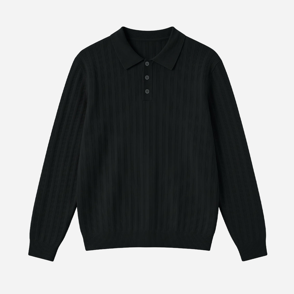 Texturé Hommes Tweater Polo Chemise Old-money Style Relaxed Fit