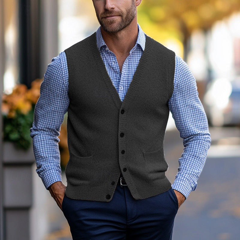 Chandail tricoté homme Veste de couleur unie
