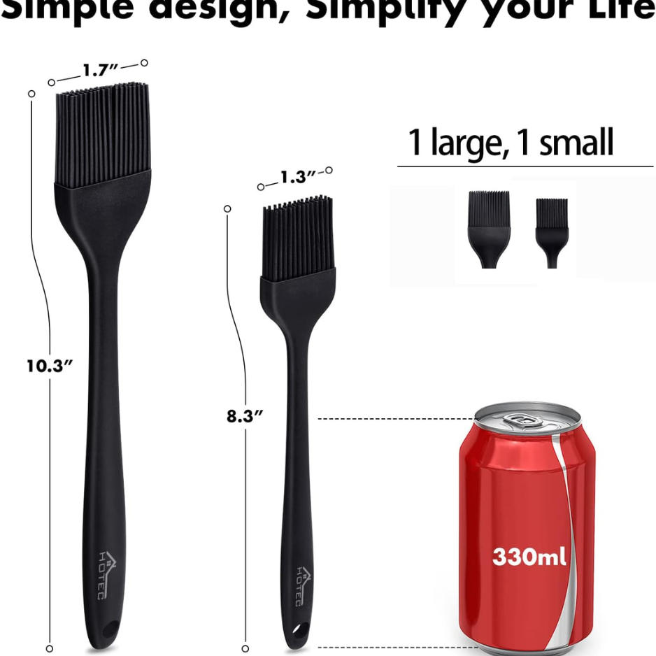 2-Pack Silicone Basting & Pâtisserie Brosses résistant à la chaleur sans huile BPA et épandeur de sauce pour