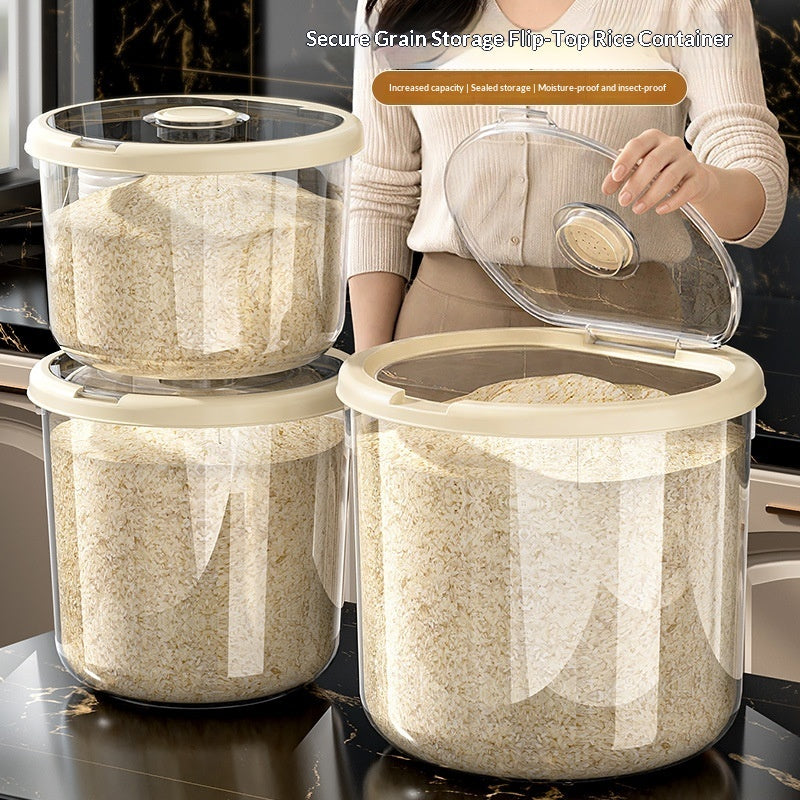 Seau de riz scellé à l'humidité du ménage de grande capacité transparent