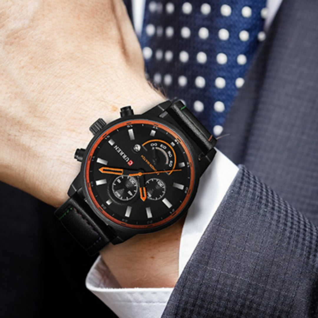 Cairen Water-Resistant Calendar Quartz Leather Watch