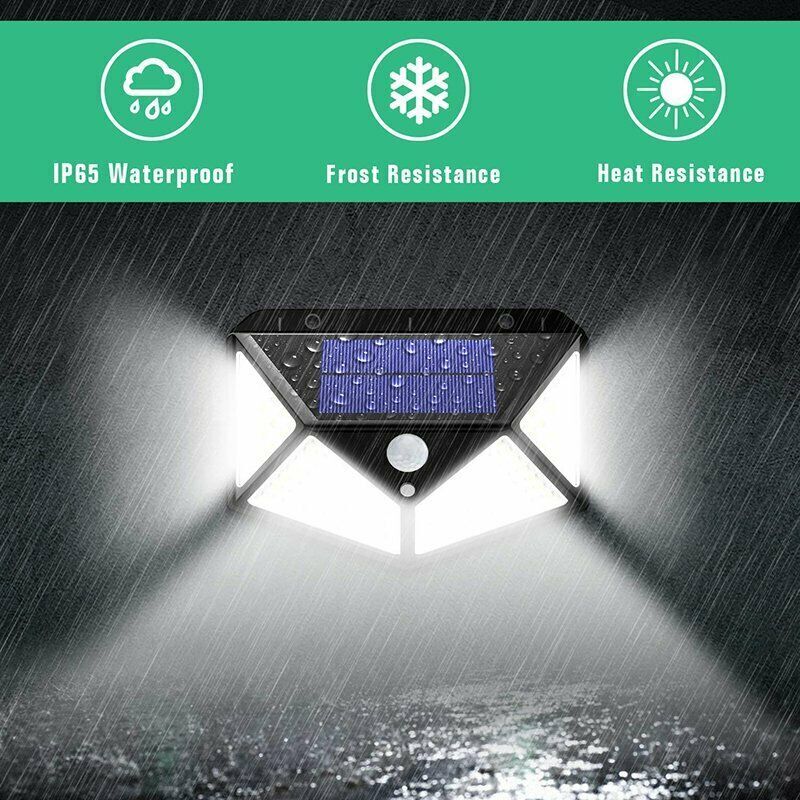 Solar Power PIR Motion Sensor Lumières murales 1o0 LED Outdoor Garden Lampe de sécurité