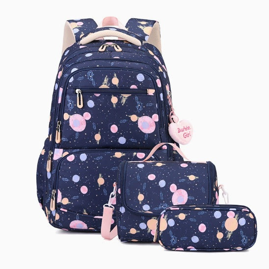 Sac à dos de l'école secondaire junior, trois pièces à l'empreinte cartoon