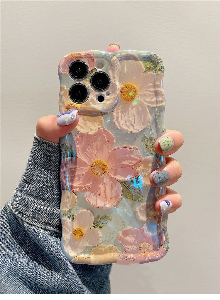 Silicone résistant à l'huile peinture Flower Phone Case