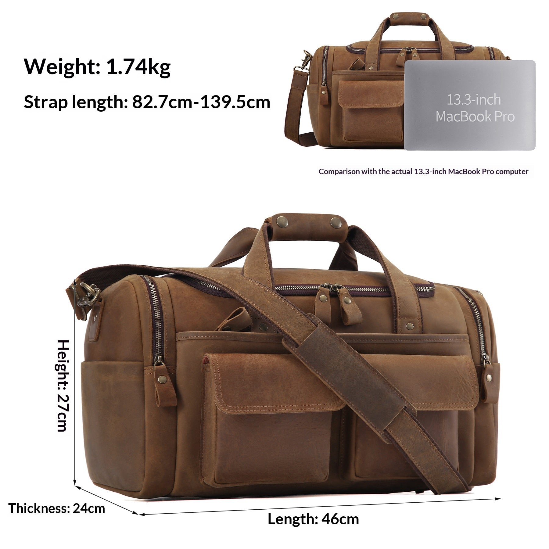 Sac de voyage en cuir véritable pour hommes