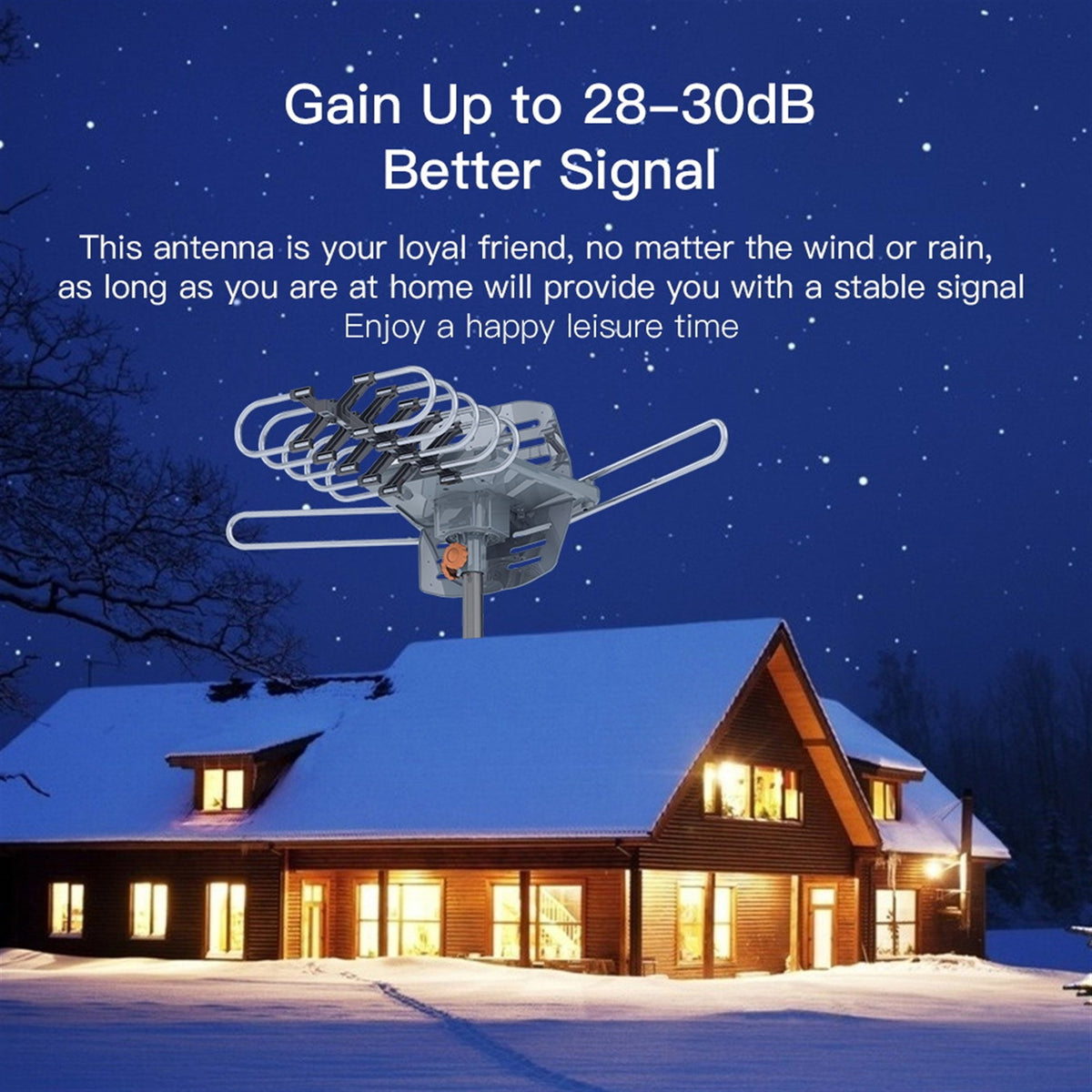 TA-102P 360 Degree UV double bande 28-36dB Antenne extérieure avec support noir